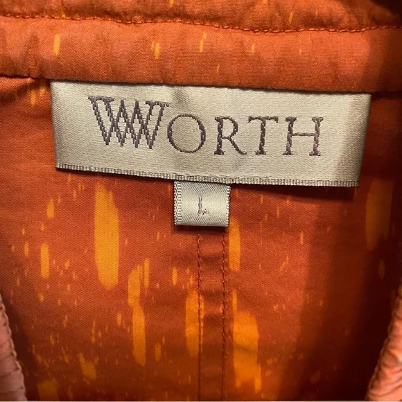 Vintage Upcycled Jacket Womens Size Large Handmade Stencil Floral Orange Brown - Picture 14 of 16